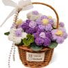 Knitted Flowers Crochet Flower Pot for Desk Car Dashboard Decorations, Mother's Day, Valentine's Day, Birthday Gift for Her, Mom, Women, Girlfriends - Basket Purple