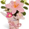 Knitted Flowers Crochet Flower Pot for Desk Car Dashboard Decorations, Mother's Day, Valentine's Day, Birthday Gift for Her, Mom, Women, Girlfriends - Daisy - Pink