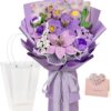 Crochet Flower Bouquet, Handmade Pink Knitted Flowers Bouquet for Wedding, Mother's Day, Graduation Gifts, Valentines Day, Anniversary, Birthday Gift - purple