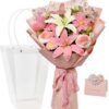 Crochet Flower Bouquet, Handmade Pink Knitted Flowers Bouquet for Wedding, Mother's Day, Graduation Gifts, Valentines Day, Anniversary, Birthday Gift - pink